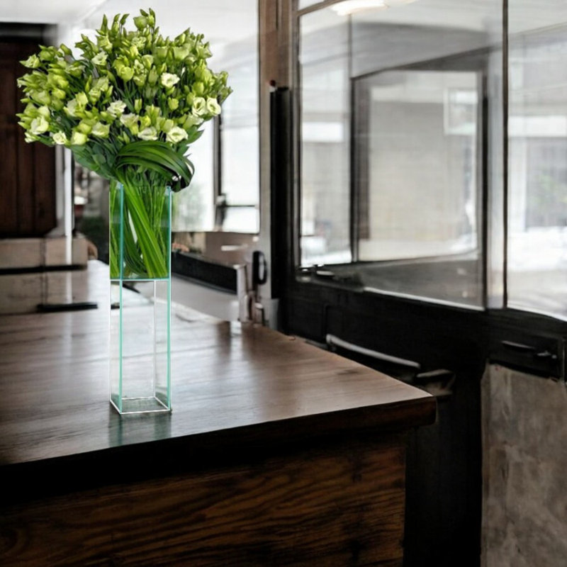 Pot de fleurs rectangulaire en verre transparent