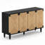 Buffet 59 po avec 5 pieds en bois massif, noir / naturel