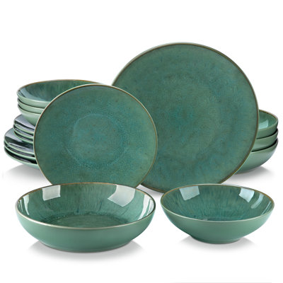 Karst 16 Piece Stoneware Dinnerware Set, Service For 4 -  Vancasso, VC-KARST-G-SL