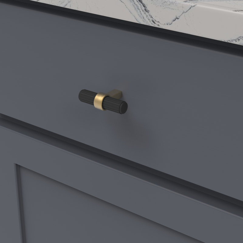 Sinclaire Bar Knob, Matte Black & Brushed Golden Brass