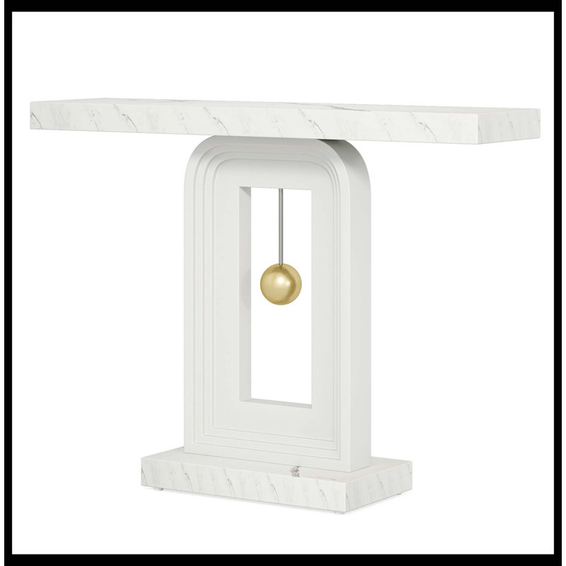 39.4" Console Table, Modern Sofa Entryway Table With Gold Decor