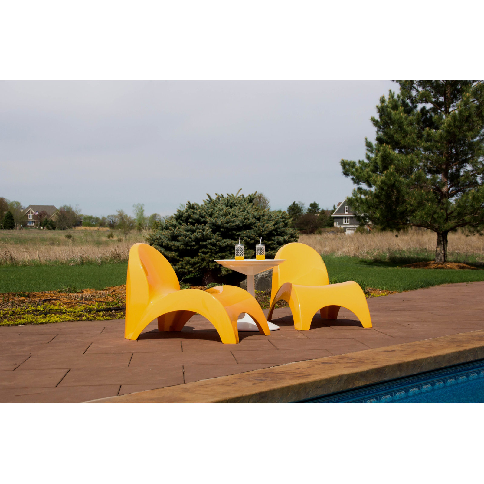 Ameswood 25" Patio Chaise Lounge Set, White/Black