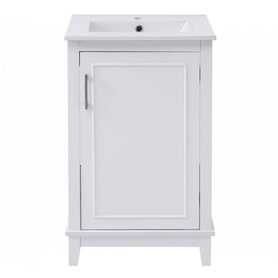 Petit meuble-lavabo moderne de 20 pouces avec lavabo en céramique