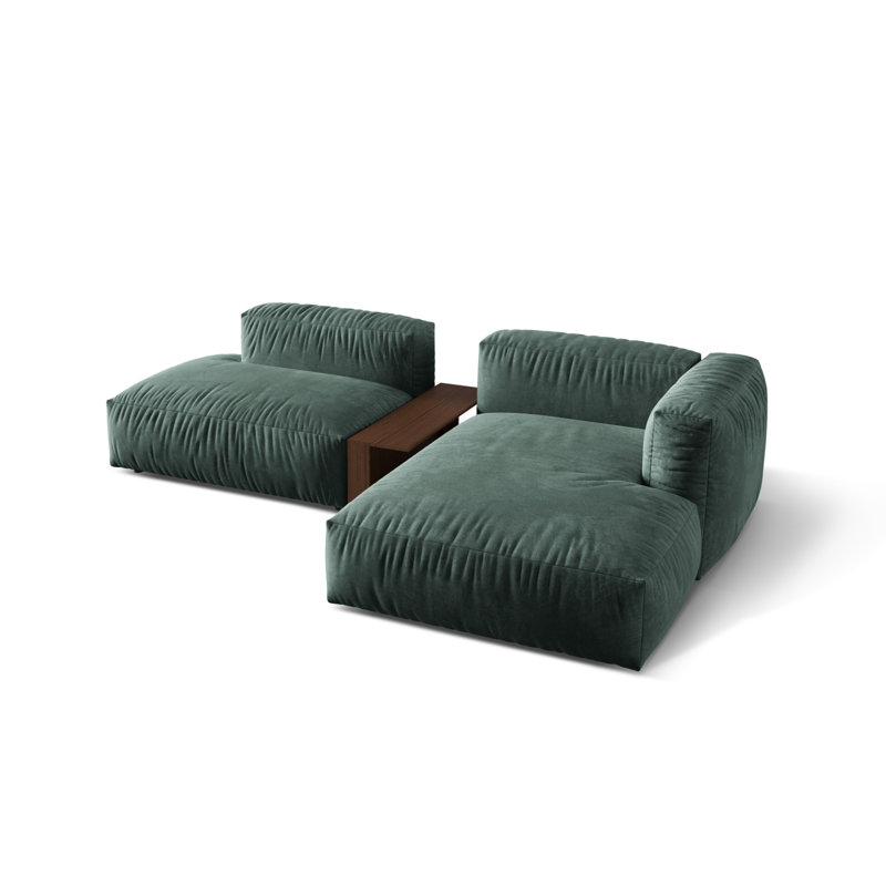 Bedar 2 Seater Velvet Corner Sofa , Petrol
