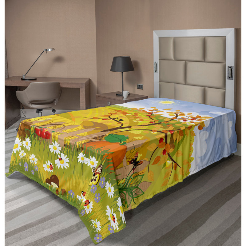 Multicolore Ambesonne, Drap plat pour lit simple