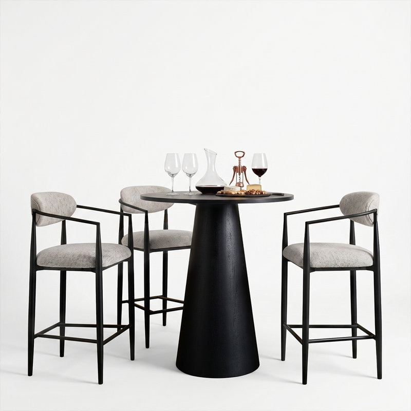 Ensemble de salle à manger 4 pièces à hauteur de comptoir moderne avec 3 tabourets, Beige