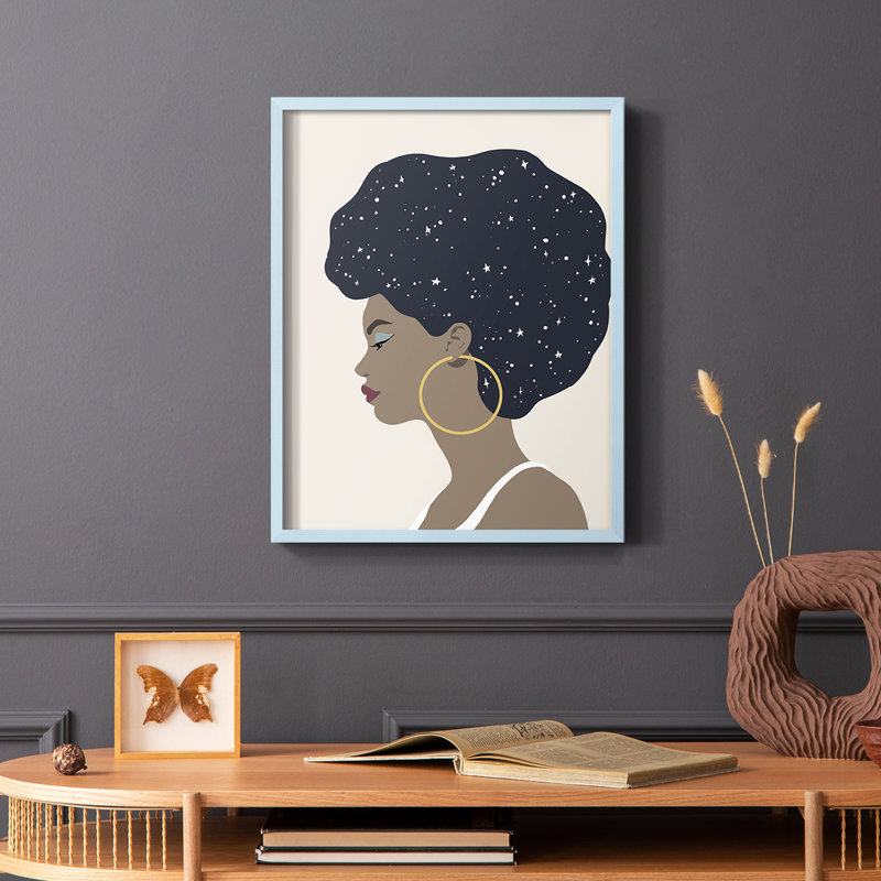 «Heavenly Hair I», reproduction encadrée - bois massif, Bleu, H 10 po x l 8 po