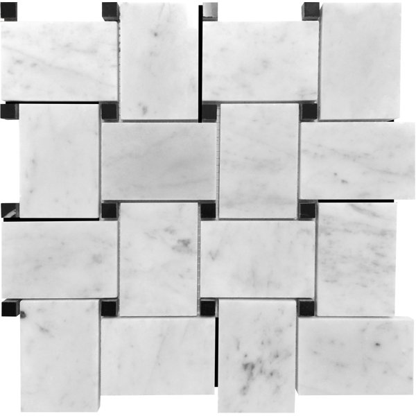 11 x 11 Bianco Carrara, Eastern Marble Random Mosaic Tile