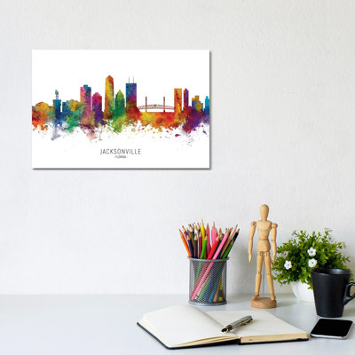 Jacksonville Florida Skyline by Michael Tompsett - Wrapped Canvas Print