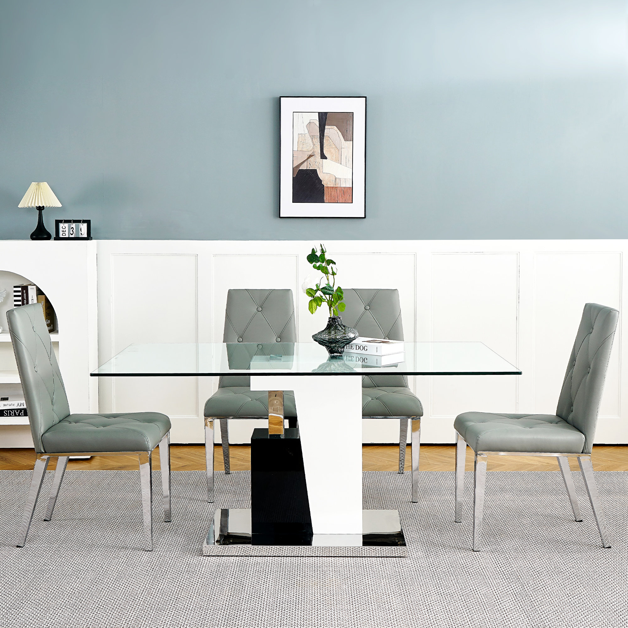 Latitude Run® Chic 5-piece Glass Table Set For Living Room: Sleek ...