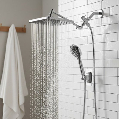Rain Shower Head with Handheld, High Pressure, Extension Arm, Chrome