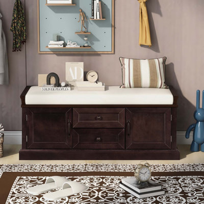 Banc de rangement pour chaussures avec tiroirs à coussins et armoires de rangement pour le salon d'entrée