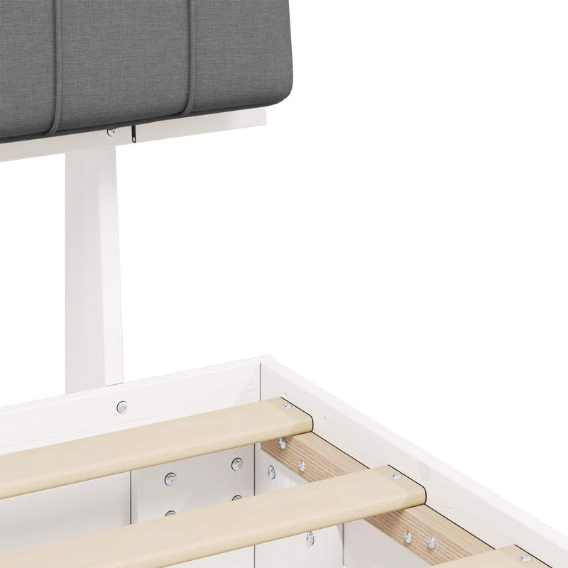 Steel Bed Frame, Small Single (2'6), Light Grey/White