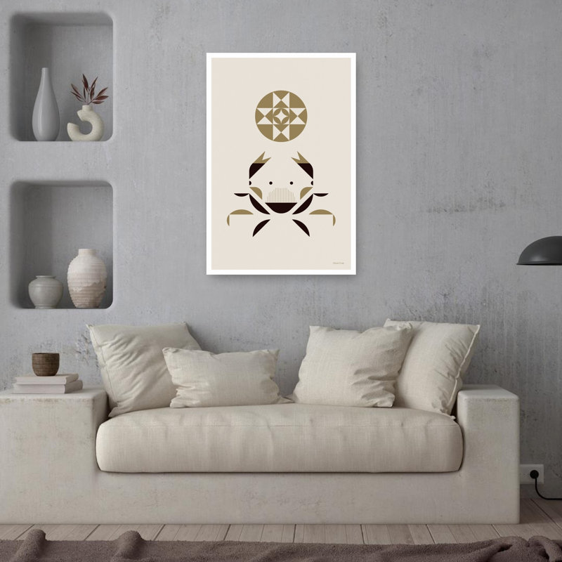 Reproduction d'art mural crabe et soleil géométrique abstrait crabe et soleil, 36" H x 24" W