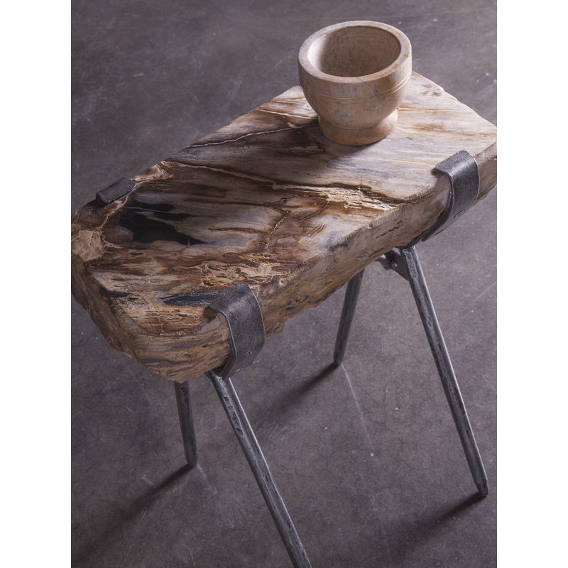 Wyatt Black and Brown Petrified Wood End Table