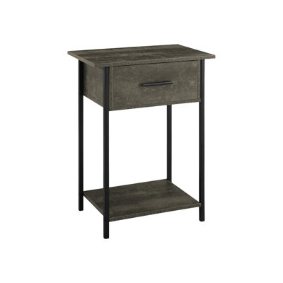 Table d'appoint avec tablette - finition en stratifié bronze foncé, stratifié à 2 niveaux en métal noir, 13,5 po Large