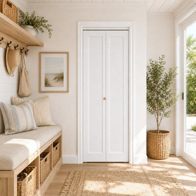 Porte pliante en bois manufacturé 1 panneau 28 po x 80 po H avec trousse de quincaillerie d'installation