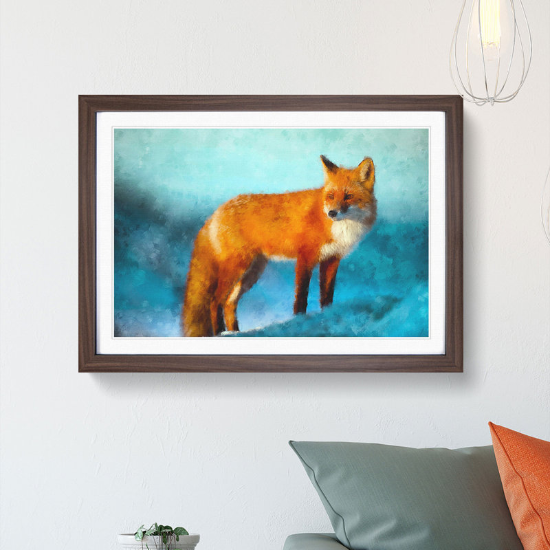 The Red Fox - Picture Frame Painting Print, 45cm H x 63cm W x 2cm D, Walnut Framed