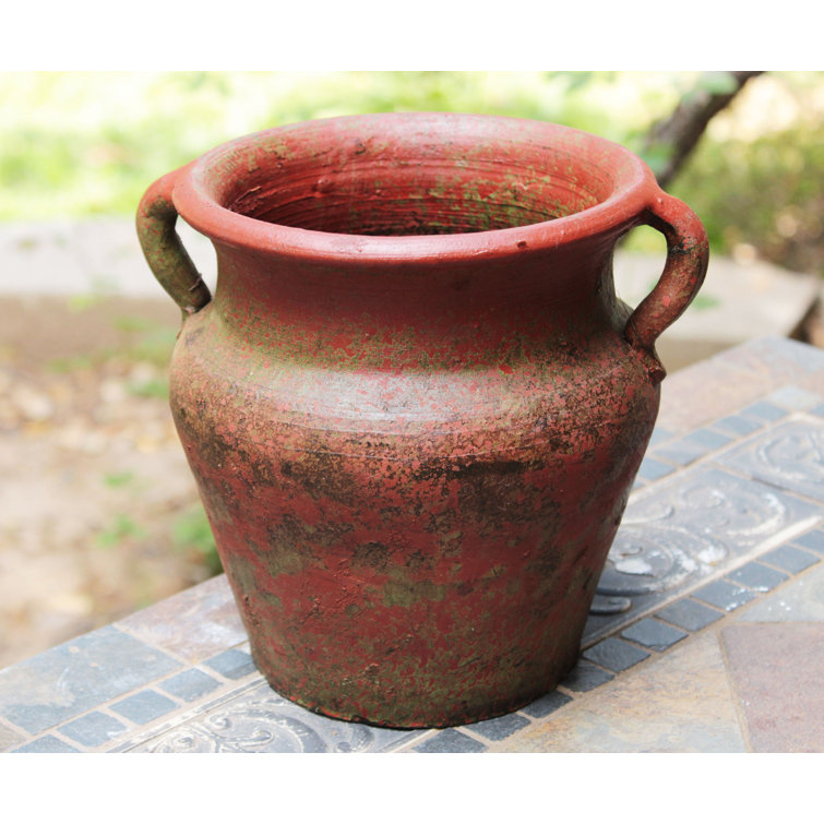 Antique Terra Cotta Clay Planter Pot, Handles