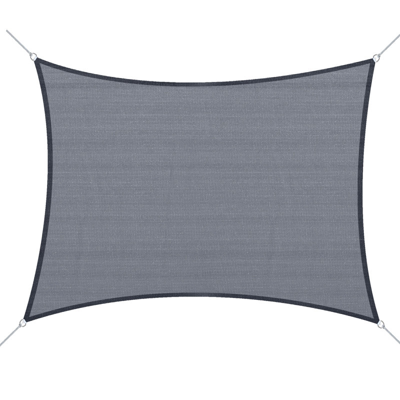 Auvent 13 'x 20' en toile d'ombrage - gris. Tissu bloquant,. Pour les espaces extérieurs tels que le patio, la terrasse, la cour. Avec outils de suspension. Avec attachement avec corde