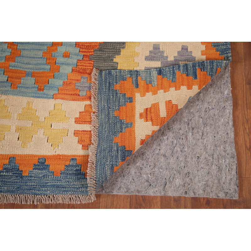 Geometric Kilim Reversible Wool Area Rug 5x6