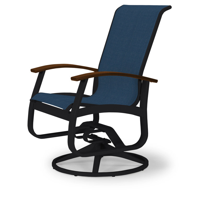 Chaise de patio pivotante Askar, Kona P10, Noir texturé, Bleu marine 13D Sunbrella®