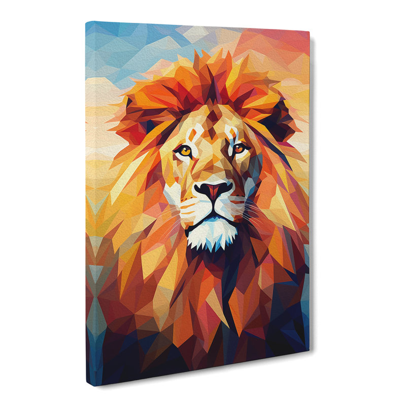 Lion Cubism - Print, 50cm H x 35cm W x 3cm D