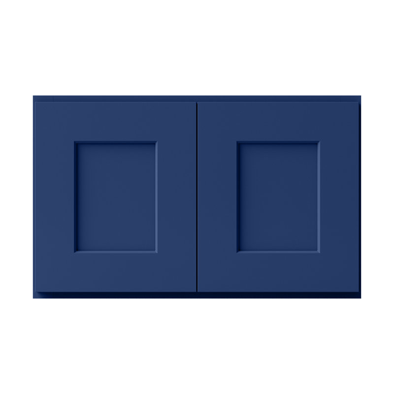 Armoire de cuisine en bois massif prête à assembler, H 15 po x l 24 po x P 12 po, Shaker bleu