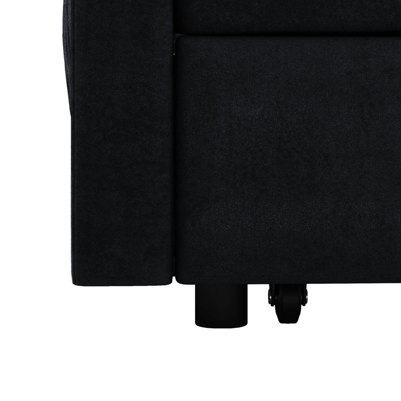 Lit noir avec option coulissante. Dossier réglable pour un repos optimal. Revêtement en flanelle, structure en bois. Pour les espaces résidentiels. Assemblage facile. 2 options coulissantes. Revêtement. Solide + fabriqué polyvalent