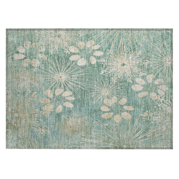 Machine Washable Indoor/Outdoor Kaczor ACN2225 Floral Rug