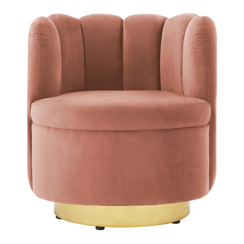 Chaise d'appoint pivotante en velours Ragland, Rosé, Or