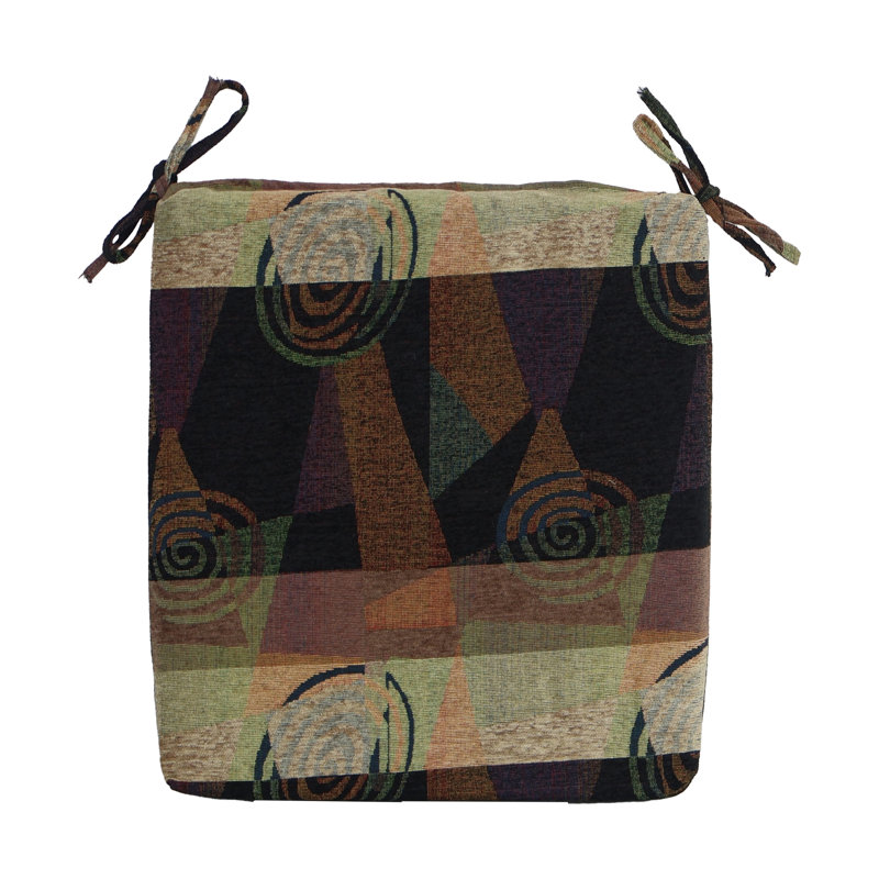 20-Inch By 19-Inch Jacquard Chenille Chair Cushions, Brown/Black Abstract
