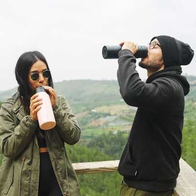 JoyJolt Triple Insulated Water Bottle with Flip Lid & Sport Straw Lid