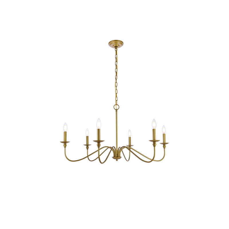Ableton Iron 6-Light Chandelier, 22" H x 42" W x 42" D, Satin Gold