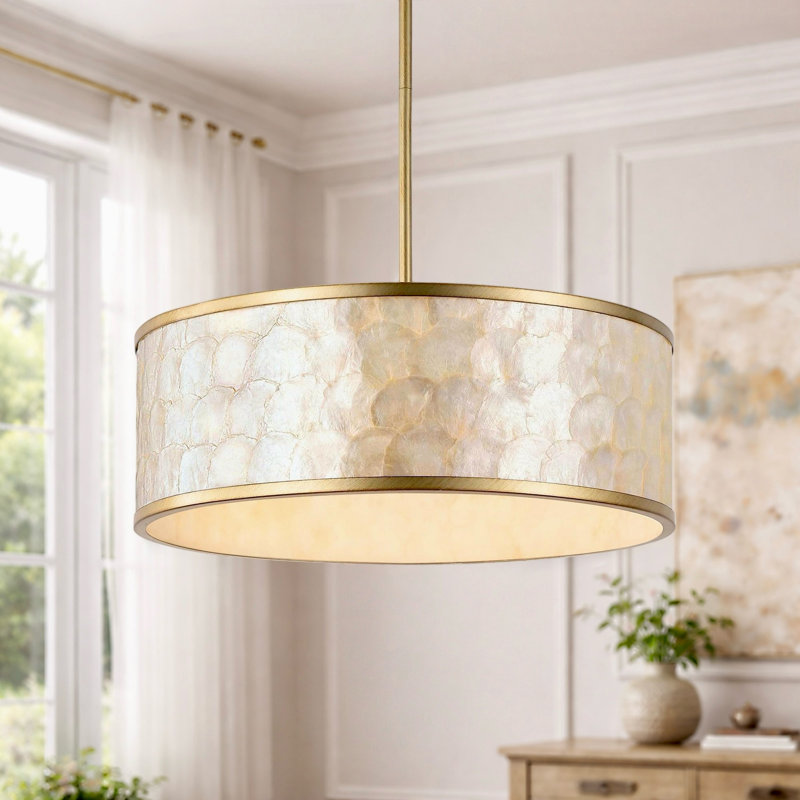 22" 5-Light Capiz Shell Drum Chandelier