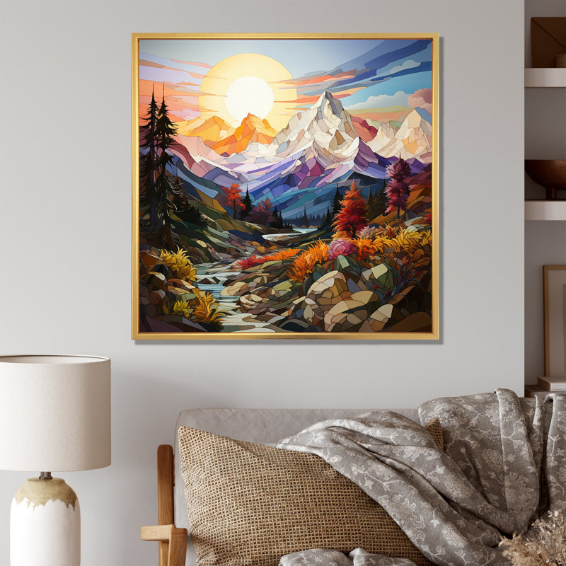Bharkah Colorful Mountains Sharp Peaks I - impression, H 36 po x l 36 po x P 1,5 po, Cadre flottant doré