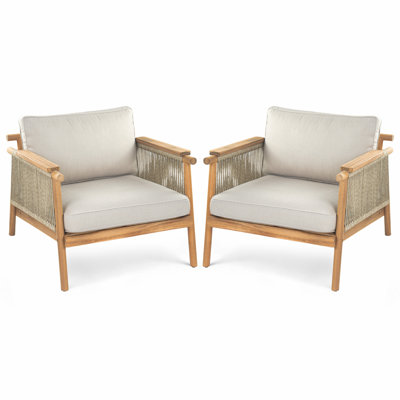 Fauteuil club d'extérieur en bois d'acacia, ensemble de 2
