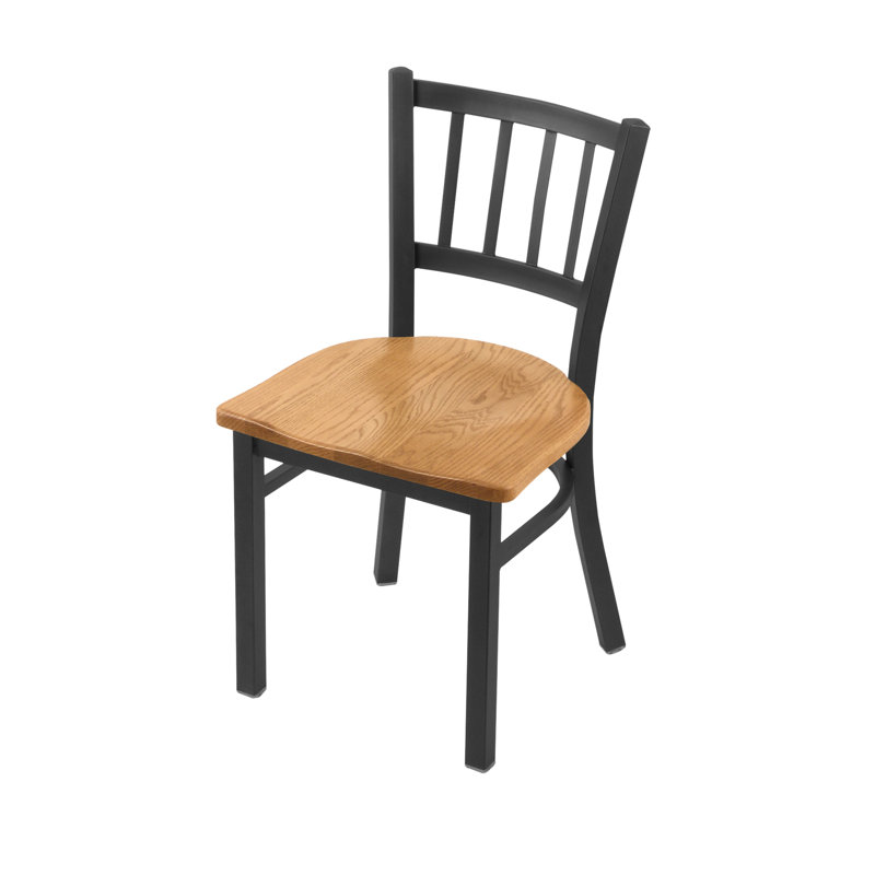Contessa 18'' H Metal Side Chair, Wood-Medium Oak, Pewter