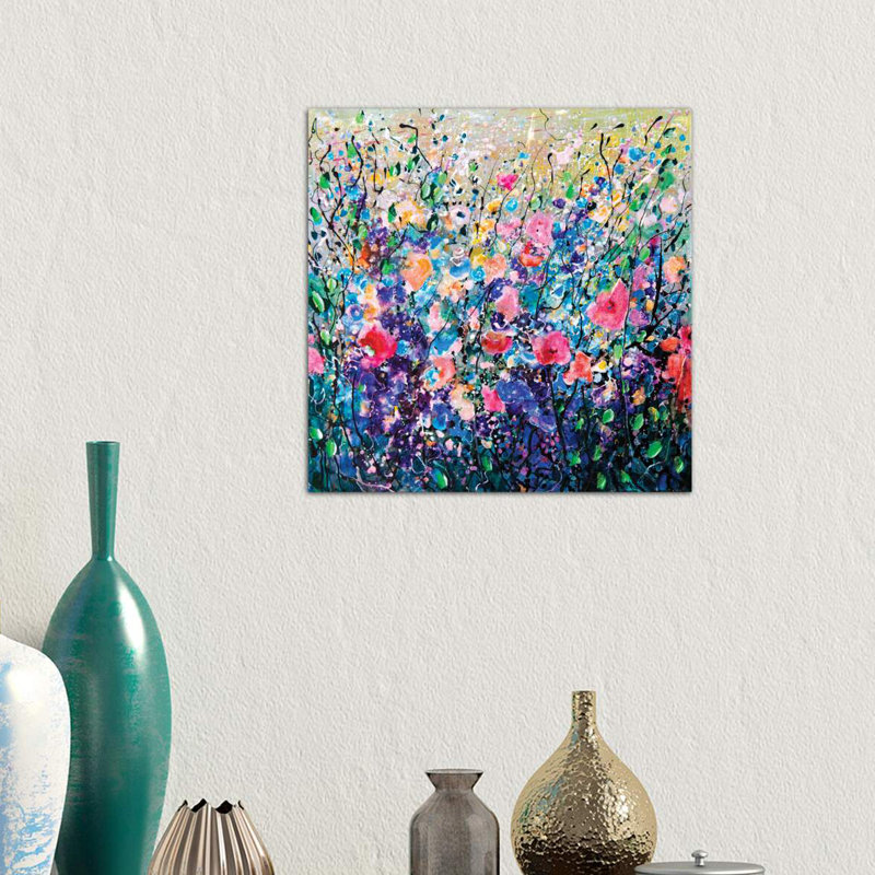 Colourful Flowers Painting - Wrapped Canvas Painting, 45.72 cm H x 45.72 cm W x 3.175 cm D