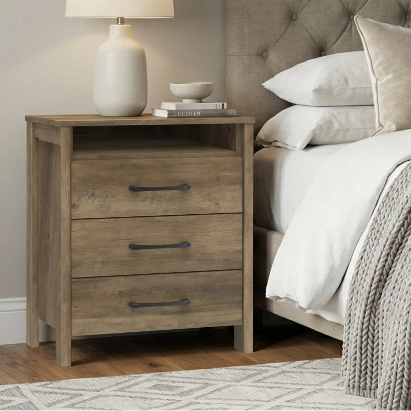 Allysyn 26.1" H 3 Drawer Nightstand (Set Of 2), Brown