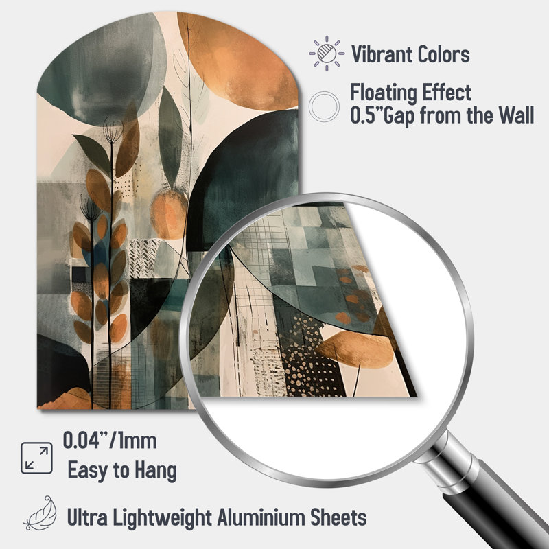 «Berlin - Asymmetric Boho Feather, Art mural en métal, sculpture murale en arche, H 34 po x l 25 po
