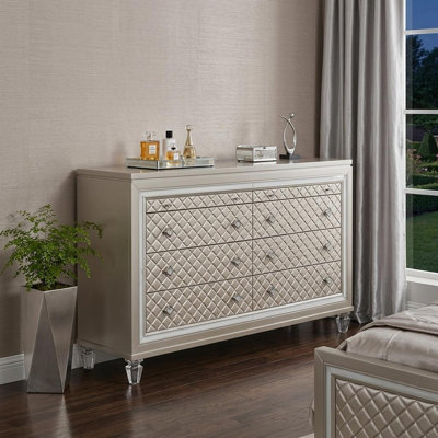Commode double 8 tiroirs en bois massif avec miroir Gatica