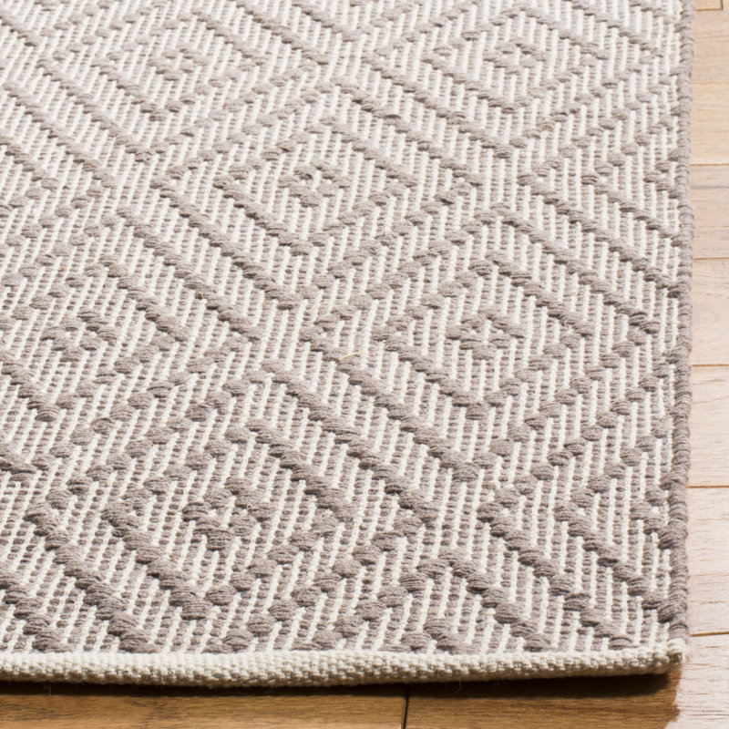 Akihito Hand Woven Cotton Geometric Rug, Rectangle 5' x 8'