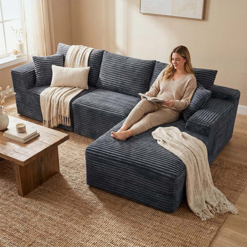 Canapé modulaire 103,9 pouces Cloud, Grey Corduroy, Grey
