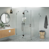 Halo 56 in. x 47 in. x 78 in. 90-degree Fully Frameless Glass Hinged Shower Enclosure