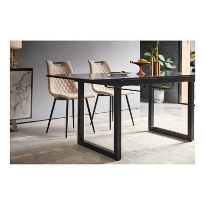 Square Extendable Dining Table With Metal Leg,Modern Space Saving Kitchen Table For Living Room by Brayden Studio
