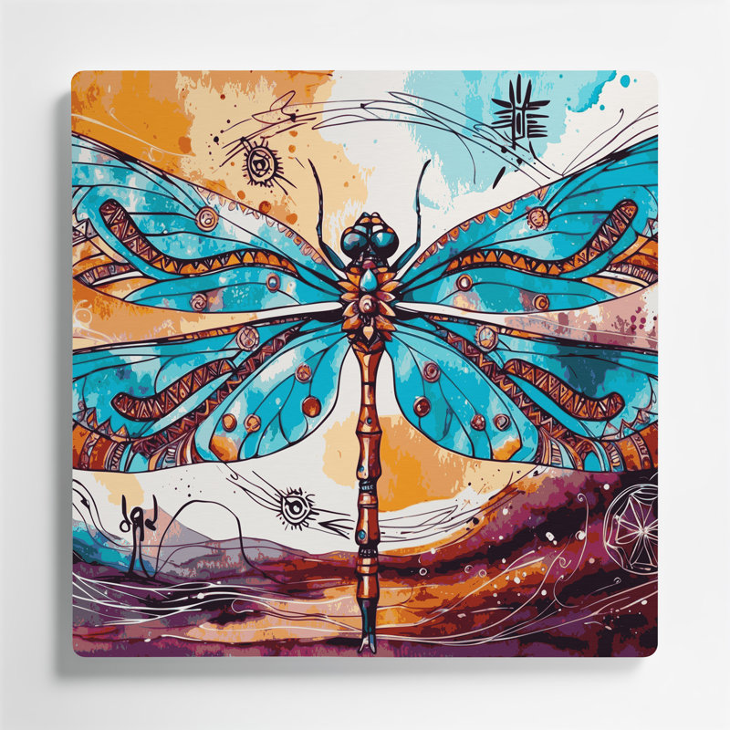 Art mural sud-ouest libellule en métal brun 21, H 16 po x l 16 po