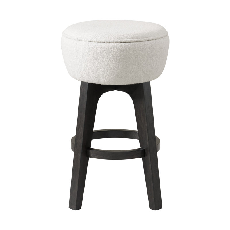 Tabourets de bar rembourrés sans dossier de couleur crème et brun, ensemble de 2