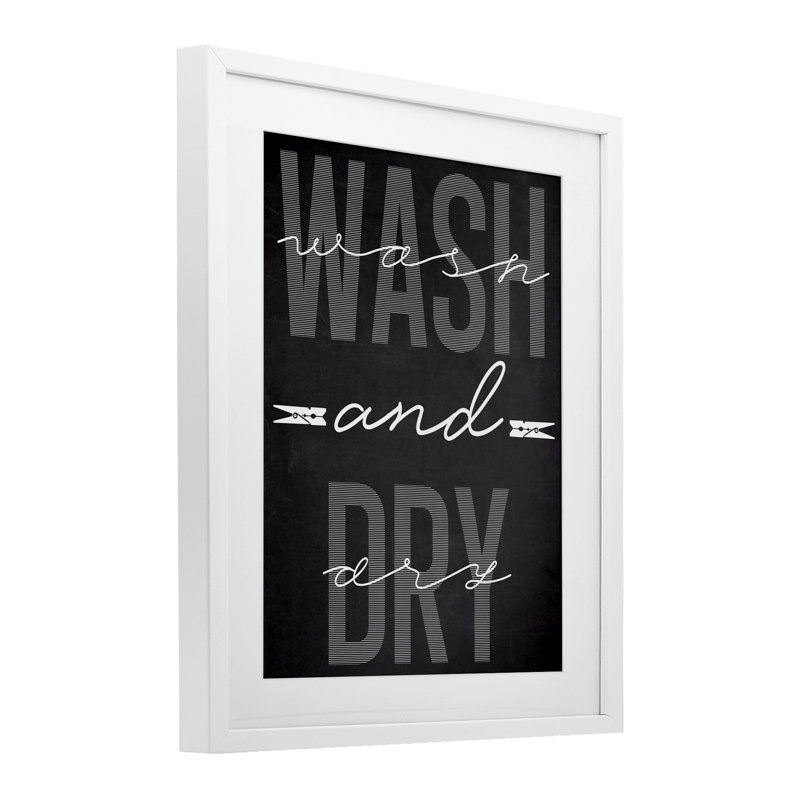 «Wash And Dry Black», reproduction encadrée sous verre, design par Marcus Prime, H 21 po x l 17 po, Cadre blanc côtier