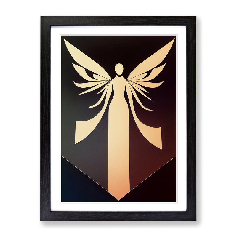 FRM-V0523-79X Angel - Single Picture Frame Print, Black Framed, 64cm H x 46cm W x 2cm D